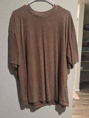 Sunset Apparel Brown Oversized Acid Wash Tee